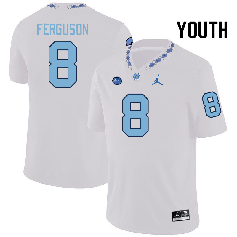 Youth #8 Zion Ferguson North Carolina Tar Heels College Football Jerseys Stitched-White